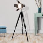 Jago - Staande Vloerlamp met Houten Statief - Chroom, Verzenden, Nieuw