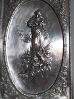 Reliëf, Virgen Maria - 55 cm - Metaal, Verzilverd, Antiek en Kunst