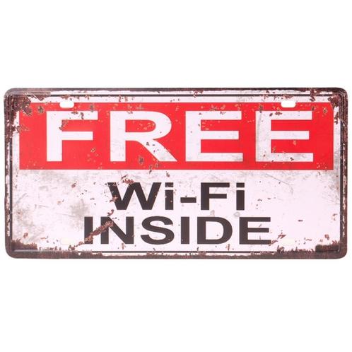 Amerikaans nummerbord - Free wifi inside NIEUW, Huis en Inrichting, Woonaccessoires | Tekstborden en Spreuken, Nieuw, Ophalen of Verzenden