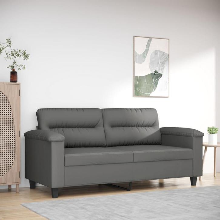 vidaXL Tweezitsbank 140 cm microvezelstof donkergrijs, Huis en Inrichting, Banken | Bankstellen, Nieuw, 150 tot 200 cm, Stof, Tweepersoons