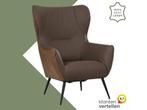 Leren fauteuil Flair Duo - Kenia Brown en Toledo Espresso -, Eigentijds, Modern, Retro, Romantisch, Nieuw, Ophalen of Verzenden