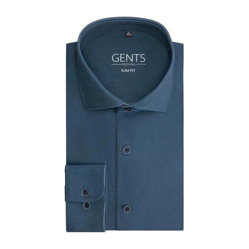 GENTS - Uni blauw 4-way stretch - XXL 45/46, Kleding | Heren, Overhemden, Verzenden