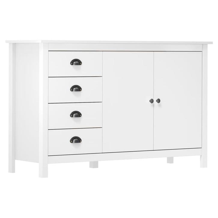 vidaXL Dressoir Hill 130x40x80 cm massief grenenhout wit, Huis en Inrichting, Kasten | Dressoirs, 25 tot 50 cm, Nieuw, 100 tot 150 cm