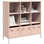 vidaXL buffetkast 101,5x39x103,5 cm staal roze, Verzenden, Nieuw, Metaal