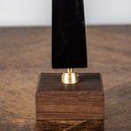 Echt exclusief - Zwarte Obsidiaan Obelisk - Basis van hout, Nieuw