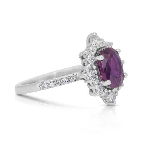 Ring - 18 karaat Witgoud - 2.58ct. tw. Saffier - Diamant -, Sieraden, Tassen en Uiterlijk, Ringen