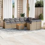 vidaXL 10-delige Loungeset met kussens poly rattan beige, Verzenden, Nieuw, Loungeset