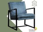 Leren fauteuil Secret - Kenia Denim (blauw), Huis en Inrichting, Fauteuils, Nieuw, Ophalen of Verzenden, 50 tot 75 cm, Industrieel, Modern