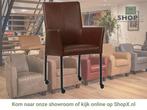 Leren eetkamerstoel Comfort met wieltjes en armleuning -, Huis en Inrichting, Stoelen, Bruin, Nieuw, Leer, Ophalen of Verzenden