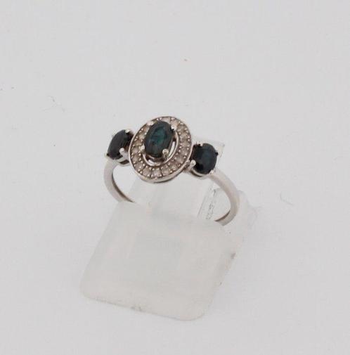 Zonder Minimumprijs - Ring - 14 karaat Witgoud Saffier -, Sieraden, Tassen en Uiterlijk, Ringen
