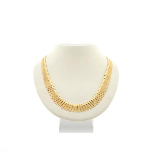 Gouden gematteerde Cleopatra collier | 46,5 cm, Sieraden, Tassen en Uiterlijk, Kettingen, Overige kleuren, Gebruikt, Goud, Ophalen of Verzenden