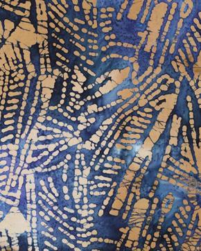 Katoen Batik Goud/Blauw beschikbaar voor biedingen