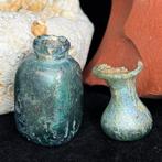 Oud-Romeins Glas Set van twee Romeinse glazen