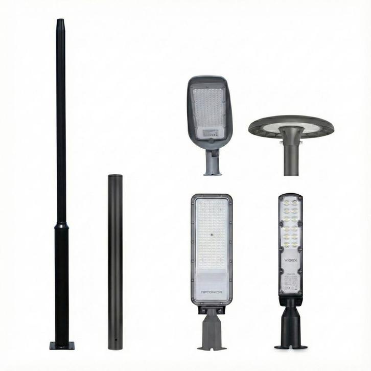 Zwarte lantaarnpaal | 3 meter hoog | Ø58mm, Tuin en Terras, Buitenverlichting, Staande lamp, Nieuw, Ophalen of Verzenden