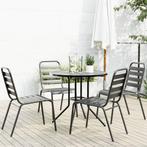 vidaXL 5-delige Tuinset stapelbaar gepoedercoat staal, 4 zitplaatsen, Verzenden, Nieuw, Rvs