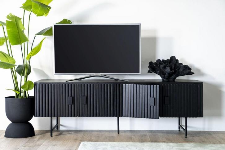 TV-meubel Eleonora REMI 170cm Zwart *NIEUW*, Huis en Inrichting, Kasten | Dressoirs, 150 tot 200 cm, 25 tot 50 cm, Met deur(en)