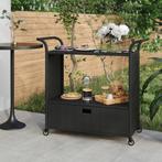 vidaXL Serveerwagen met lade 100x45x97 cm poly rattan zwart, Huis en Inrichting, Keuken | Keukenbenodigdheden, Verzenden, Nieuw