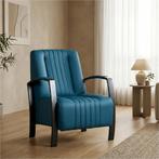 Leren fauteuil Glamour - Hermes Turquoise (blauw), Nieuw, Ophalen of Verzenden, 50 tot 75 cm, Industrieel, Modern, Retro