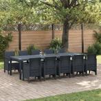 vidaXL 11-delige Tuinset met kussens poly rattan antraciet, Tuin en Terras, Verzenden, Nieuw, Textileen, Tuinset