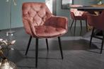 Design stoel MILANO bruin fluweel met Chesterfield quilting, Nieuw, Ophalen of Verzenden