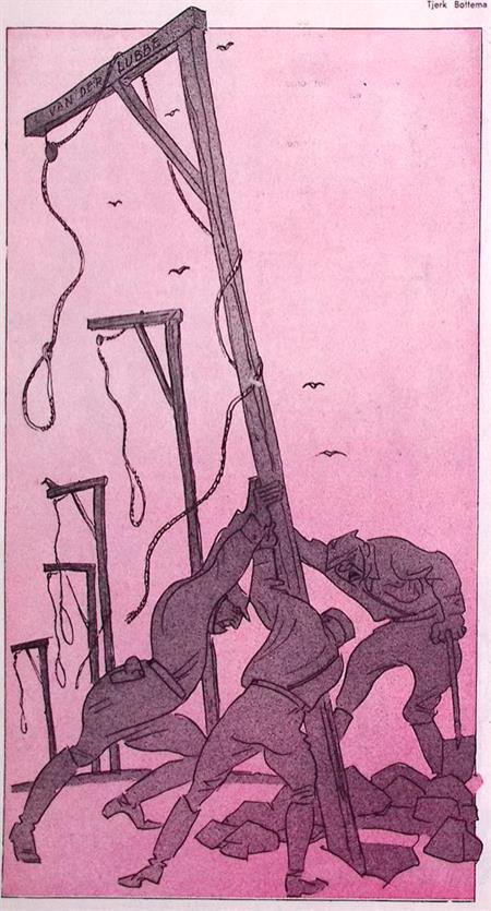 Spotprent over de veroordeling van Marinus van der Lubbe, Antiek en Kunst, Kunst | Litho's en Zeefdrukken, Verzenden