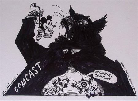 Pentekening Amerika - Disney en Comcast (lijst optie), Antiek en Kunst, Kunst | Tekeningen en Foto's, Verzenden
