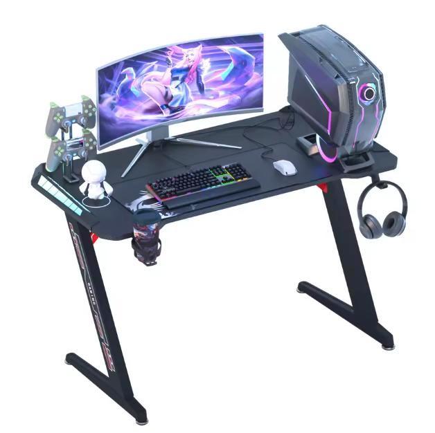 Gamingbureau met RGB, Haak en Bekerhouder – 140 cm Breed, Huis en Inrichting, Bureaus, Nieuw, Verzenden