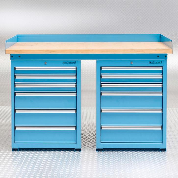 Datona Werkbank PRO - bamboe werkblad - 12 lades - 150 cm -, Doe-het-zelf en Verbouw, Werkbanken, Nieuw, Ophalen of Verzenden