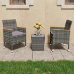 vidaXL 3-delige Bistroset poly rattan en gehard glas grijs, Verzenden, Nieuw, Rotan
