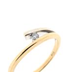 Bicolor gouden ring met diamant; 0,07 ct. (witgoud), 18 tot 19, Gebruikt, Overige kleuren, Ophalen of Verzenden