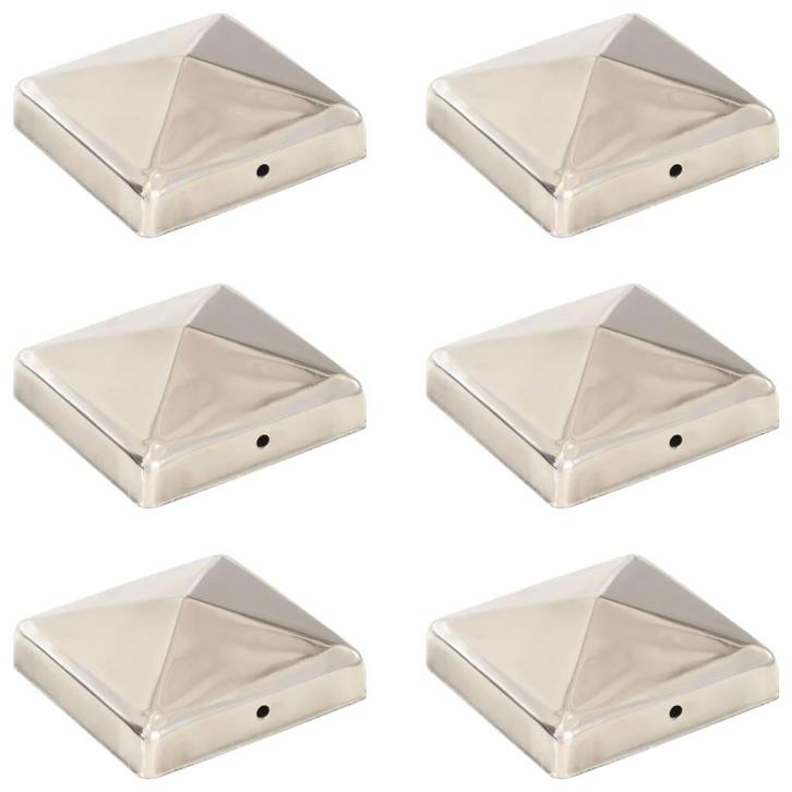 vidaXL Paalkappen 6 st piramide 91x91 mm roestvrij staal, Tuin en Terras, Tuinhekken en Hekwerk, Nieuw, Verzenden