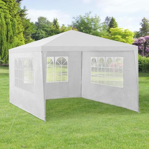 Paviljoen partytent met 4 zijwanden 4x3x2,55 m wit, Tuin en Terras, Partytenten, Nieuw, Verzenden