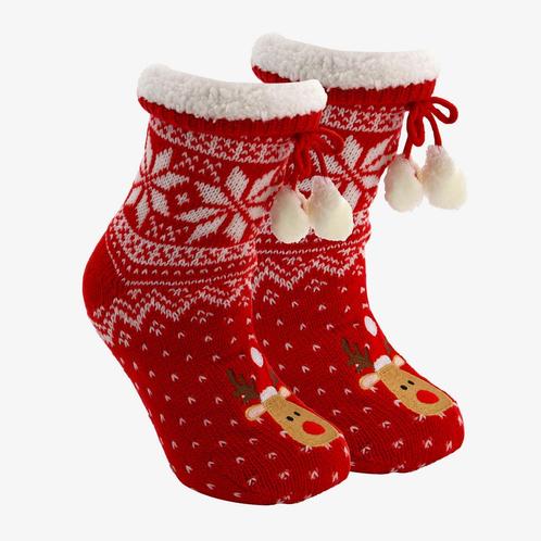 1 paar kinder kerst huissokken met rendier, Kleding | Dames, Sokken en Kousen, Nieuw, Verzenden