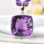 ALGT Certified - Natuurlijke Amethist Ketting met Grote