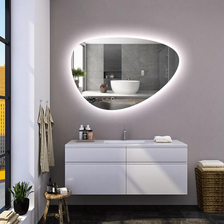 Badkamerspiegel Angelo zonder lijst met verwarming, dimbare, Doe-het-zelf en Verbouw, Sanitair, Verzenden