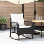 vidaXL Tuinschommelstoel met kussens poly rattan zwart, Tuin en Terras, Tuinstoelen, Verzenden, Nieuw, Rotan
