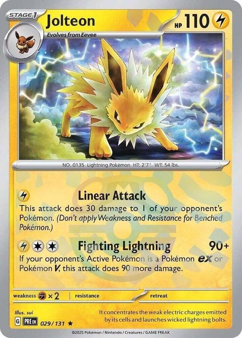 Jolteon 029/131 Masterball Prismatic Evolutions, Hobby en Vrije tijd, Verzamelkaartspellen | Pokémon, Losse kaart, Nieuw, Foil