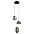 Moderne hanglamp zwart met smoke glas 3-lichts - Sheena, Huis en Inrichting, Lampen | Hanglampen, Verzenden, Nieuw, Metaal, Modern
