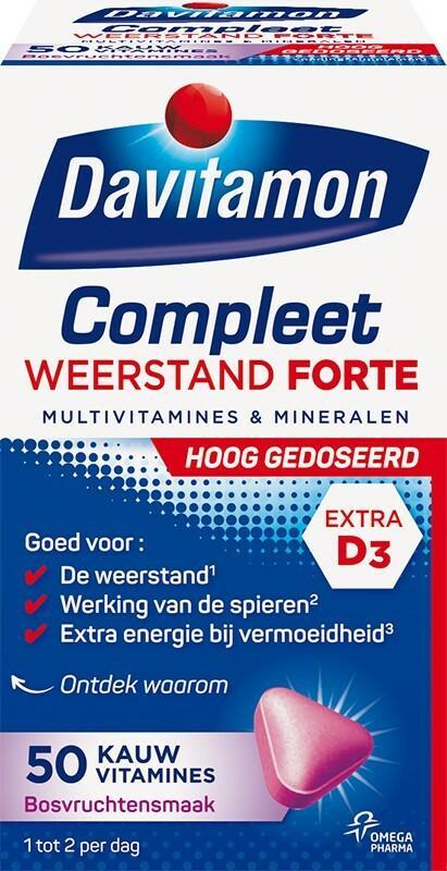 DAVITAMON COMPLEET WEERSTAND FORTE BOSVRUCHTENSMAAK KAUWTA.., Diversen, Overige Diversen, Verzenden