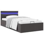 vidaXL Bedframe met opbergruimte en LED stof donkergrijs, 100 cm, Eenpersoons, Verzenden, Nieuw