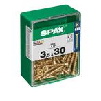 Spax Houtschroef 3.5x30mm - Phillips Z2 - 75 stuks, Doe-het-zelf en Verbouw, IJzerwaren en Bevestigingsmiddelen, Verzenden, Nieuw