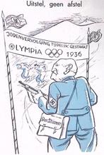 Spotprent over jodenvervolging tijdens de Olympische Spel..., Verzenden