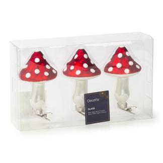 Paddenstoel kerst ornament | Decoris | 3 stuks (Glas, Clips), Diversen, Kerst, Nieuw, Verzenden