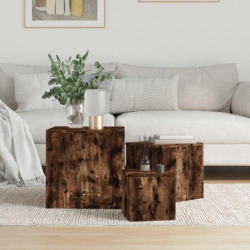 vidaXL Bijzettafels 3 st bewerkt hout gerookt eikenkleurig, Huis en Inrichting, Tafels | Bijzettafels, Nieuw, Verzenden