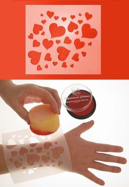 PXP Schmink Sjabloon Hartjes 12x13cm, Hobby en Vrije tijd, Feestartikelen, Nieuw, Verzenden