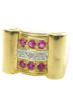 Zonder Minimumprijs - Ring - 9 kt. Geel goud, Zilver Robijn, Sieraden, Tassen en Uiterlijk, Ringen, Nieuw