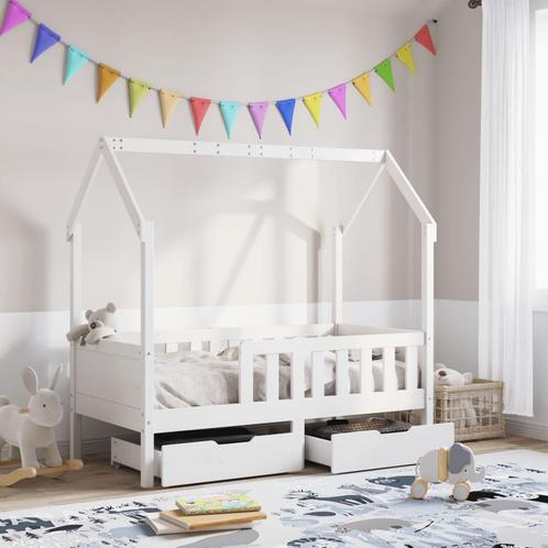 vidaXL Kinderbedframe met lades 80x160 cm massief grenenhout, Huis en Inrichting, Slaapkamer | Bedden, Wit, Nieuw, Hout, Verzenden