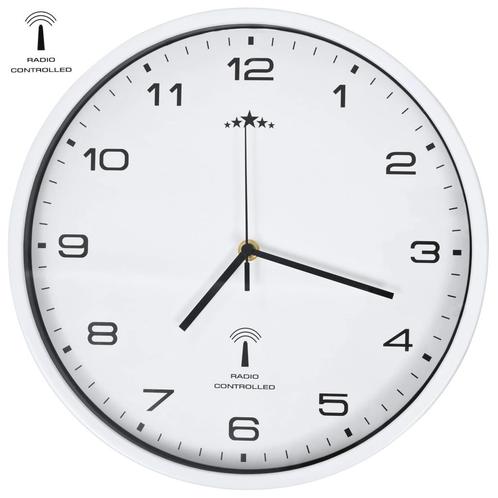 Wandklok met quartz uurwerk radiogestuurd 31 cm wit, Huis en Inrichting, Woonaccessoires | Klokken, Nieuw, Verzenden