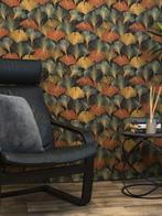 Luxueus gemengd linnen in Art Deco-stijl met Ginkgo-bladeren