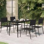 vidaXL Tuintafel 140x70x74 cm staal en glas zwart, Verzenden, Nieuw, Metaal